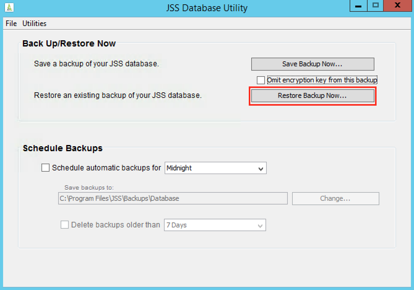 databaseutilityrestore